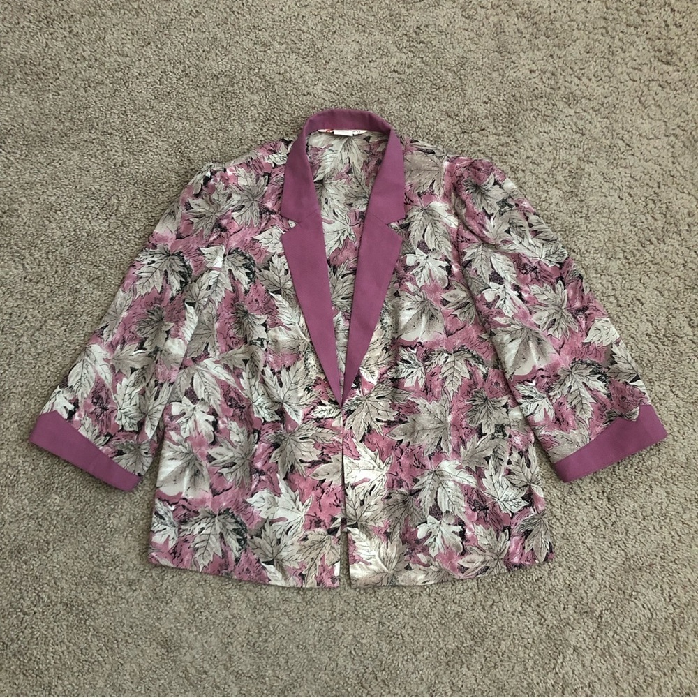 Mauve Pink Floral Chiffon Blazer